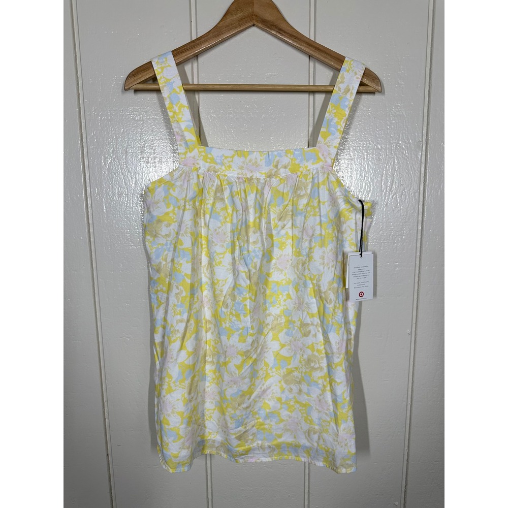 The Nines by Hatch Top Womens M Yellow Floral Sleeveless Maternity Tank Blouse